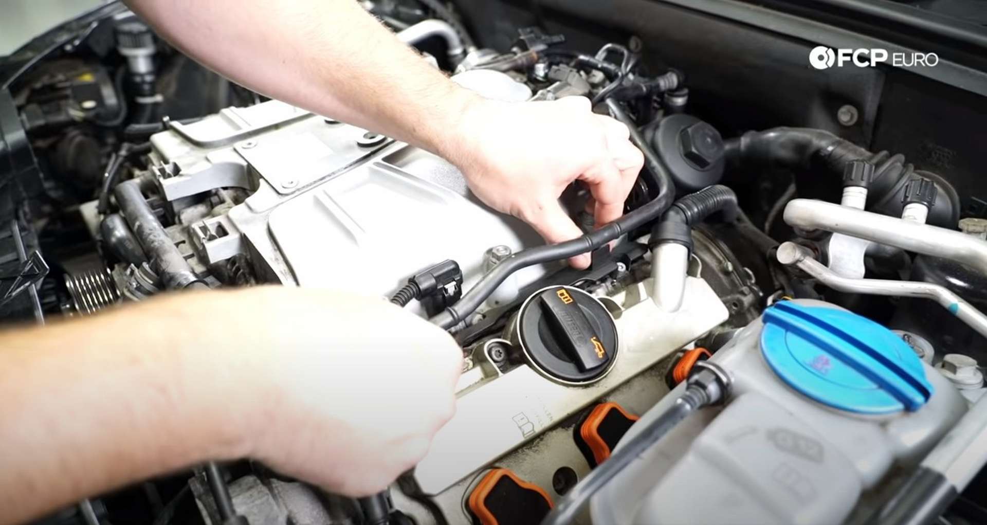 DIY Audi 3.0T Supercharger Oil Change attaching the MAP sensor covers