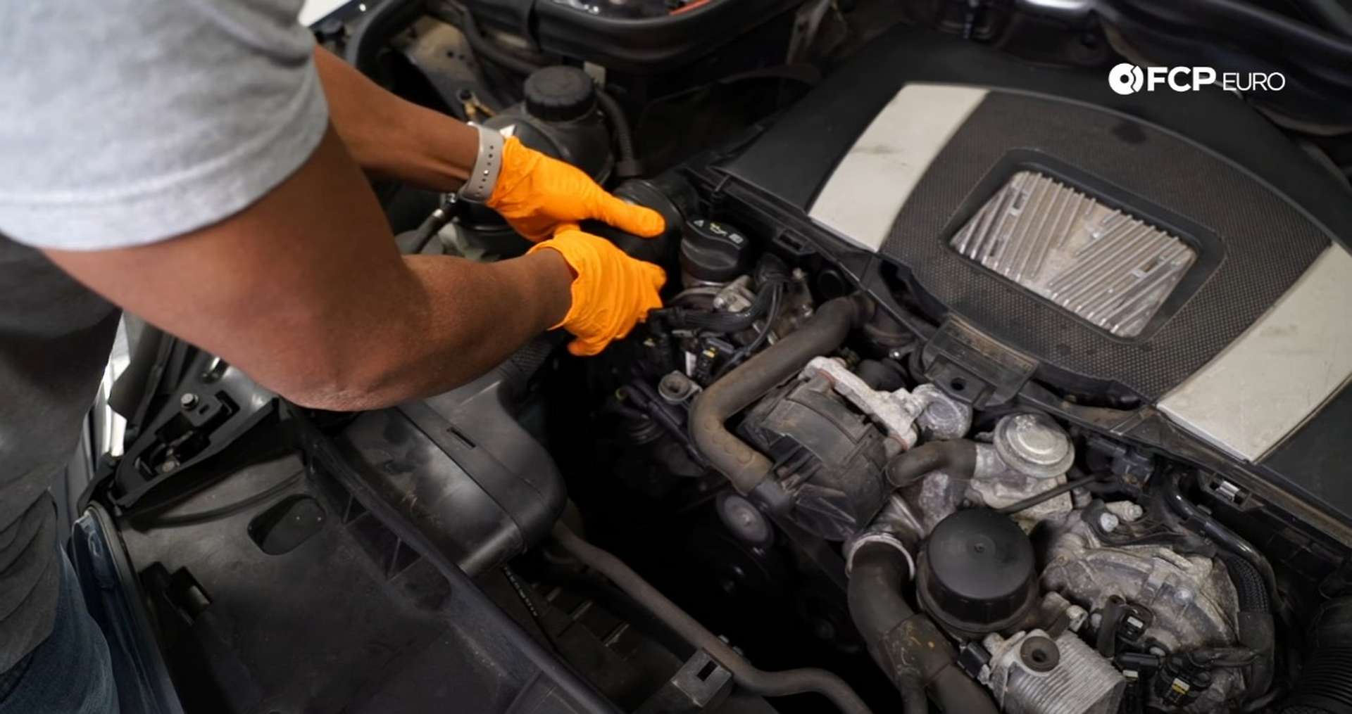 DIY Mercedes W212/204 Alternator and Drive Belt Replacement removing the intake snorkel