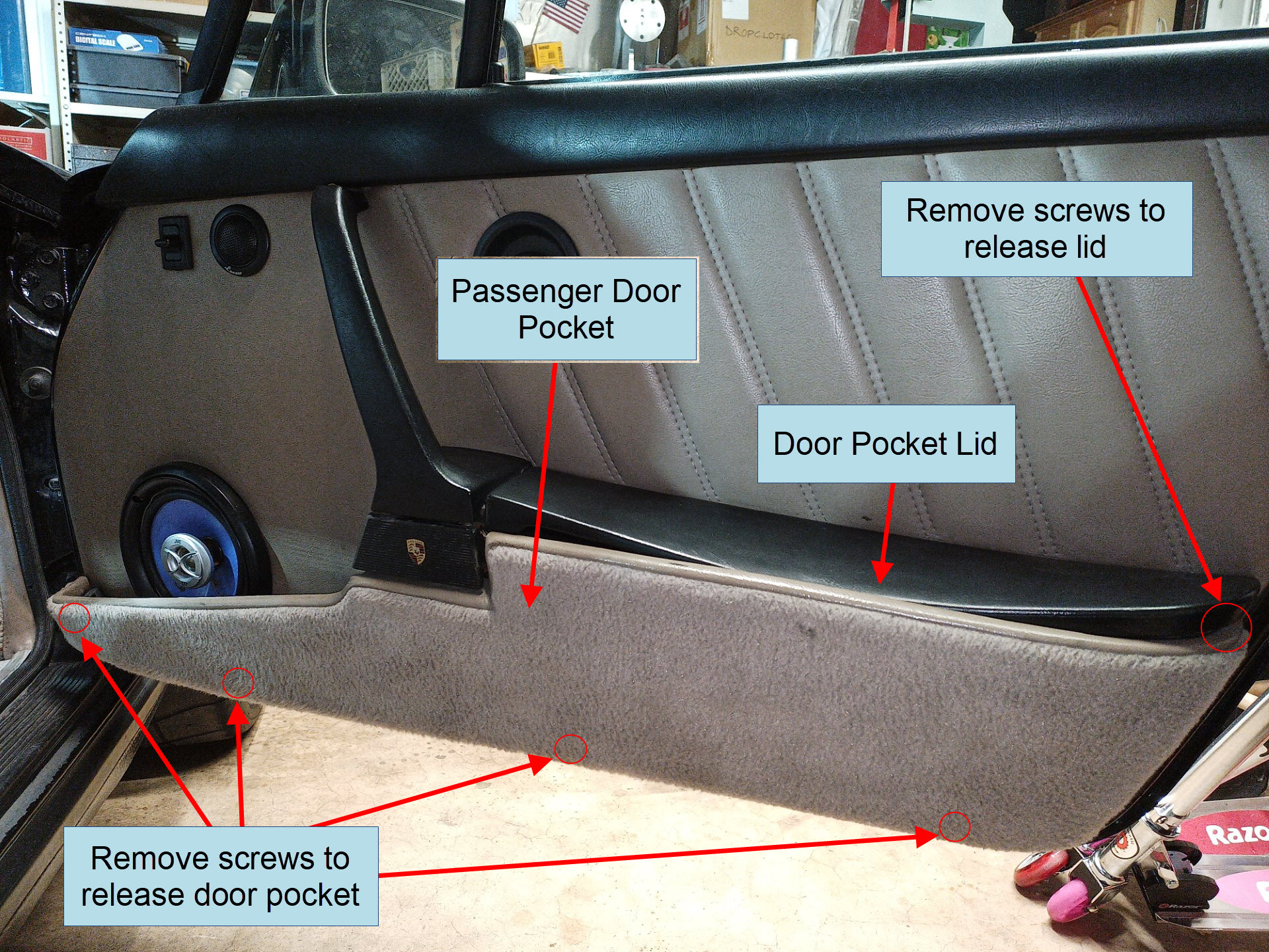 air-cooled porsche 911 door pocket removal