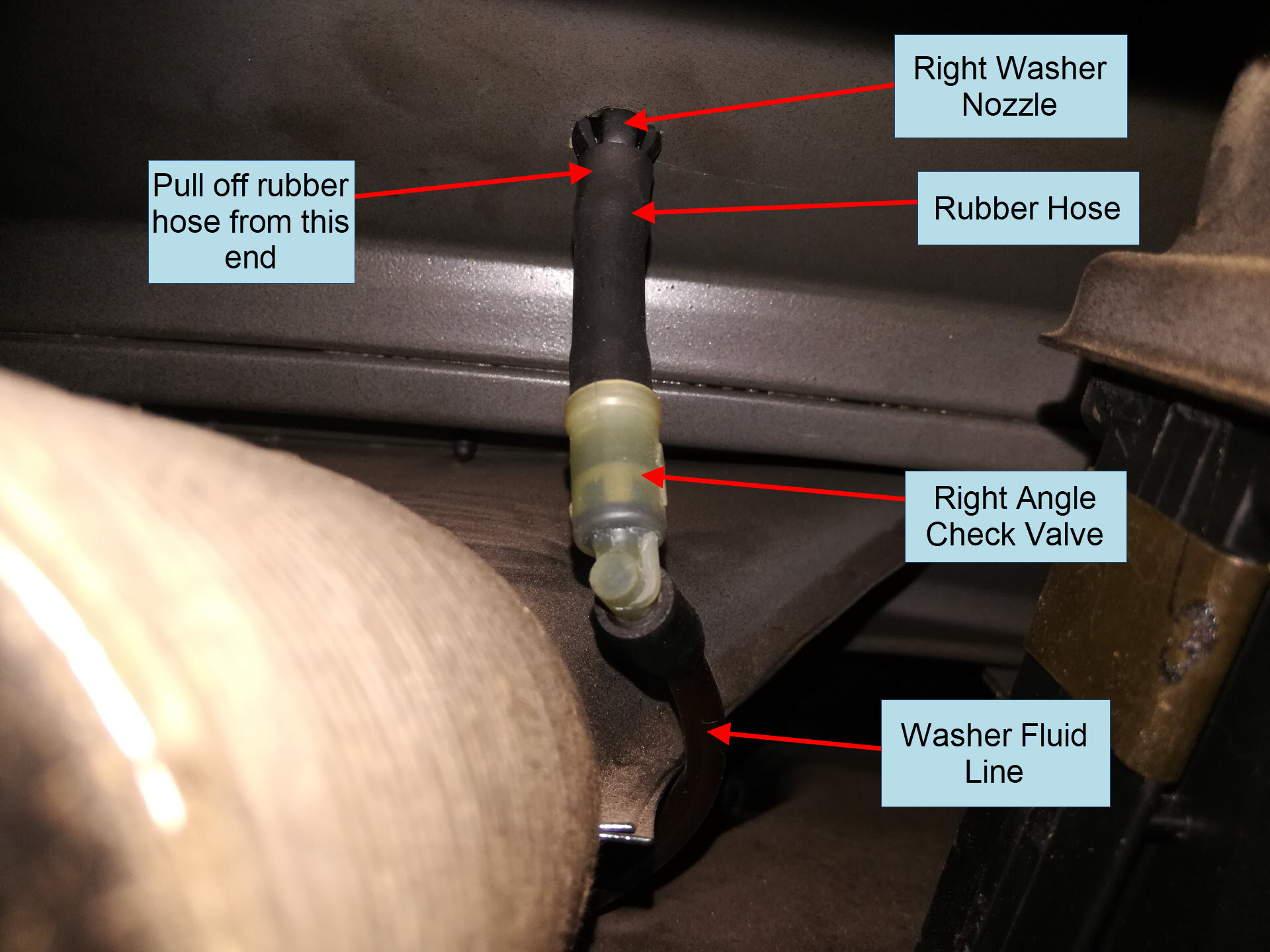 Air-cooled Porsche 911 right windshield washer nozzle