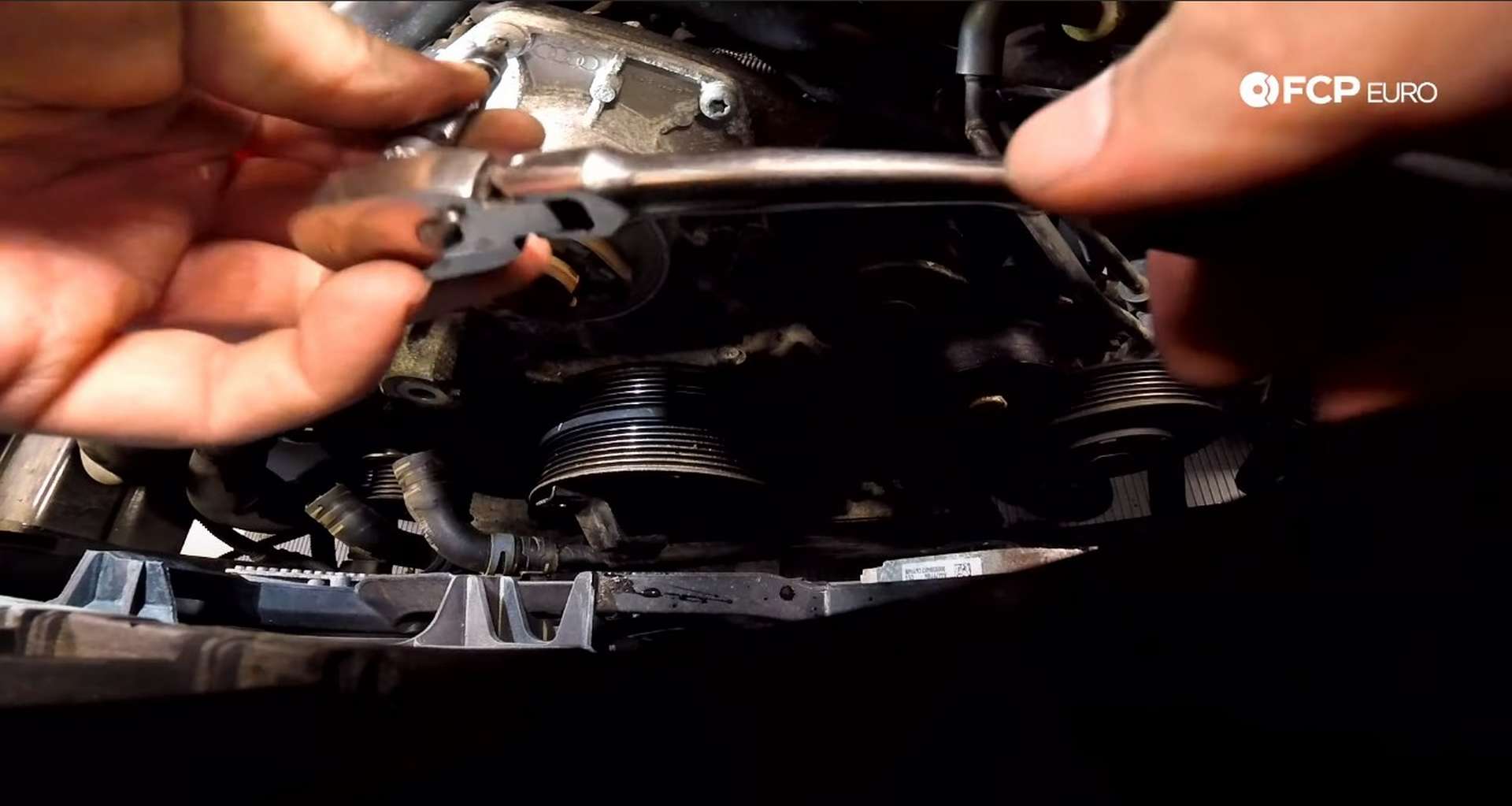 DIY Audi B8.5 Water Pump and Thermostat Replacement removing the water pump bolts