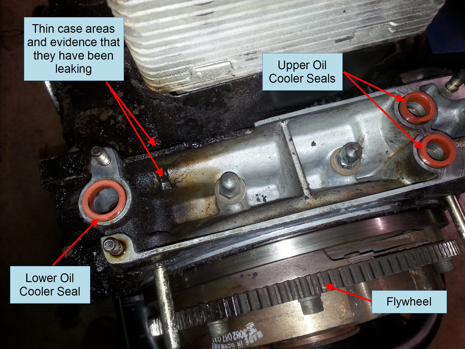 Air-cooled Porsche 911 oil cooler seals.