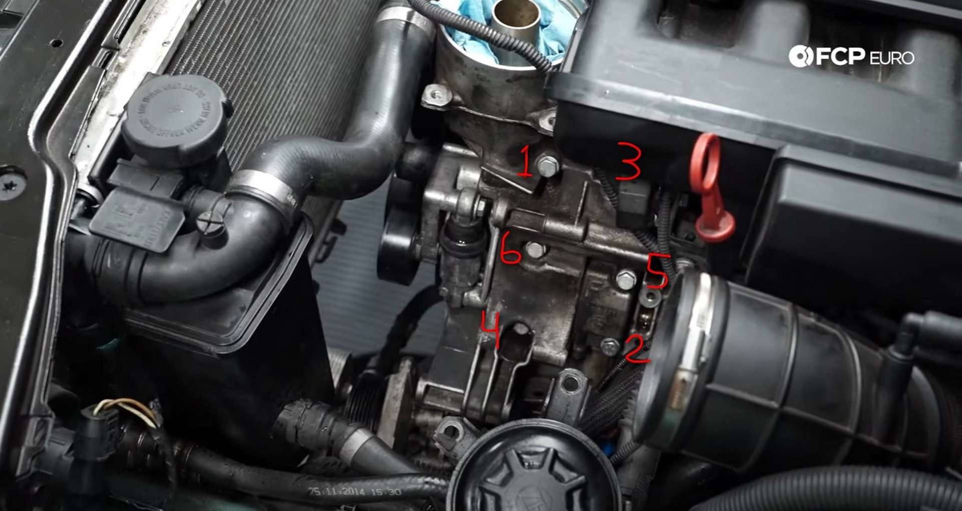 DIY BMW E46 Oil Filter Housing Gasket and VANOS Line Replacement oil filter housing bolt tightening sequence