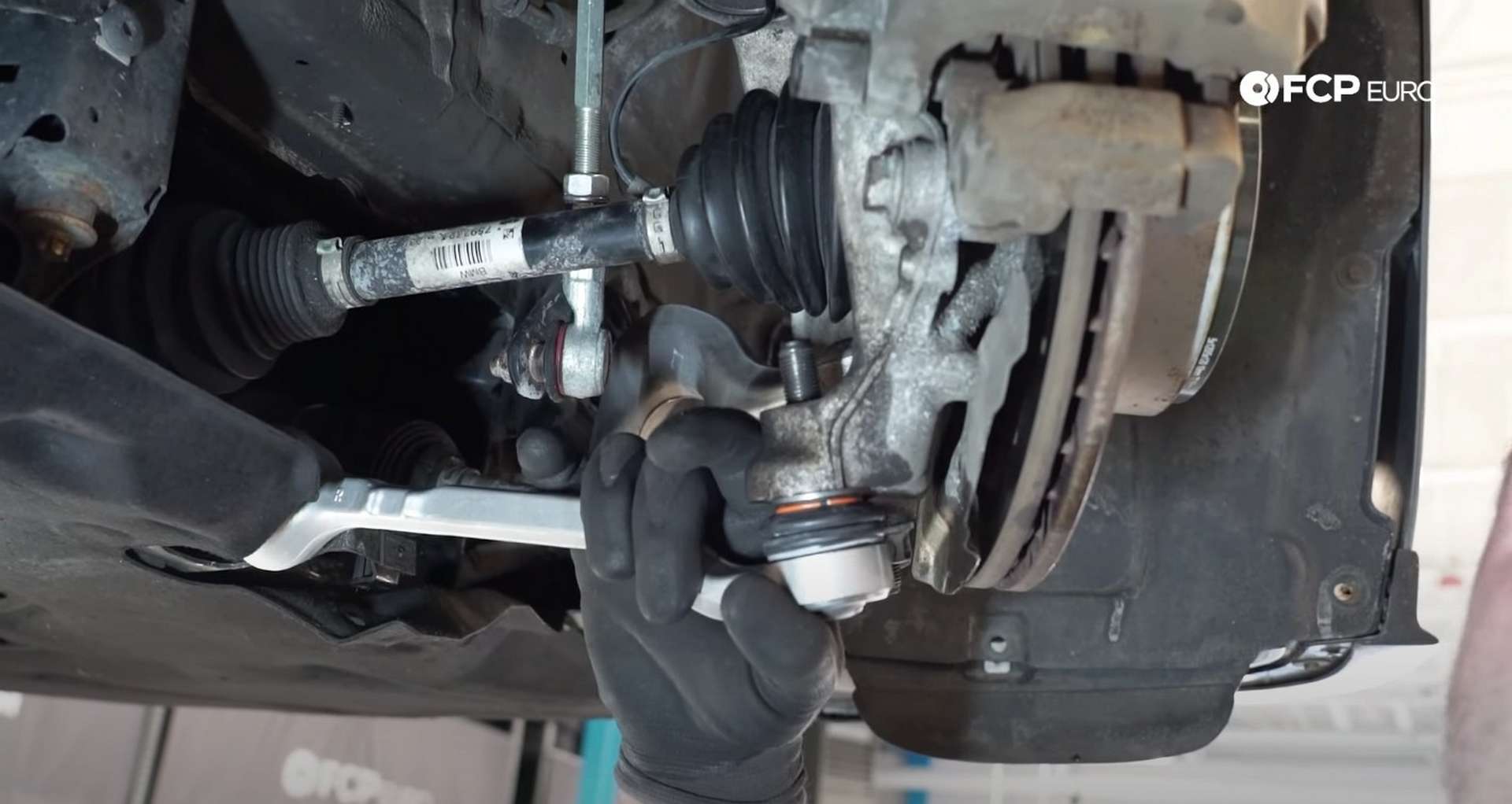 DIY BMW F30 Front Control Arm Replacement ball joint threads installed in the knuckle