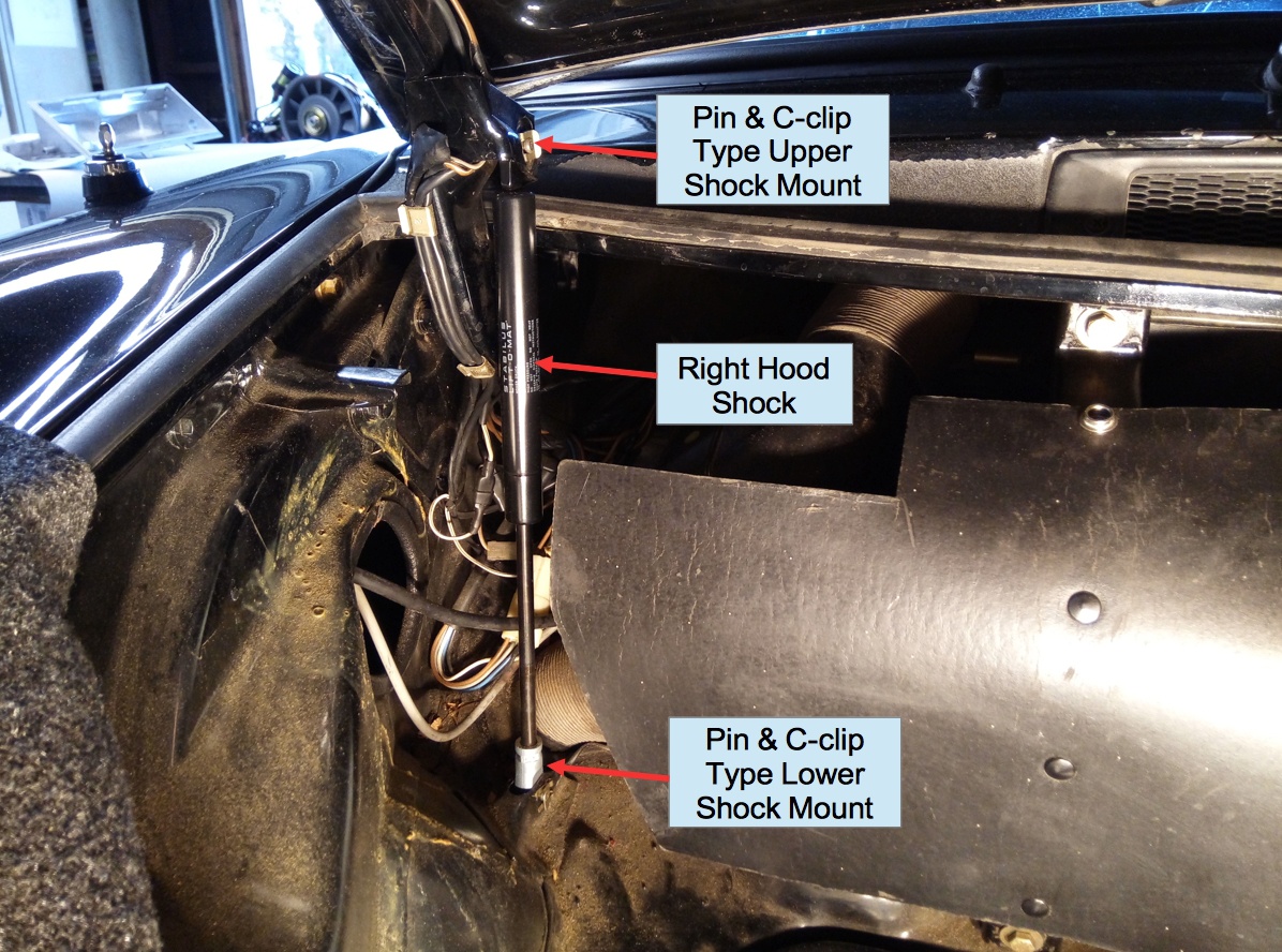 Air-cooled Porsche 911 right shock in front trunk