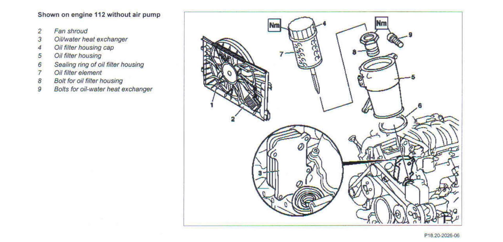 Mercedes-Benz M112 Oil Filter Housing Diagram