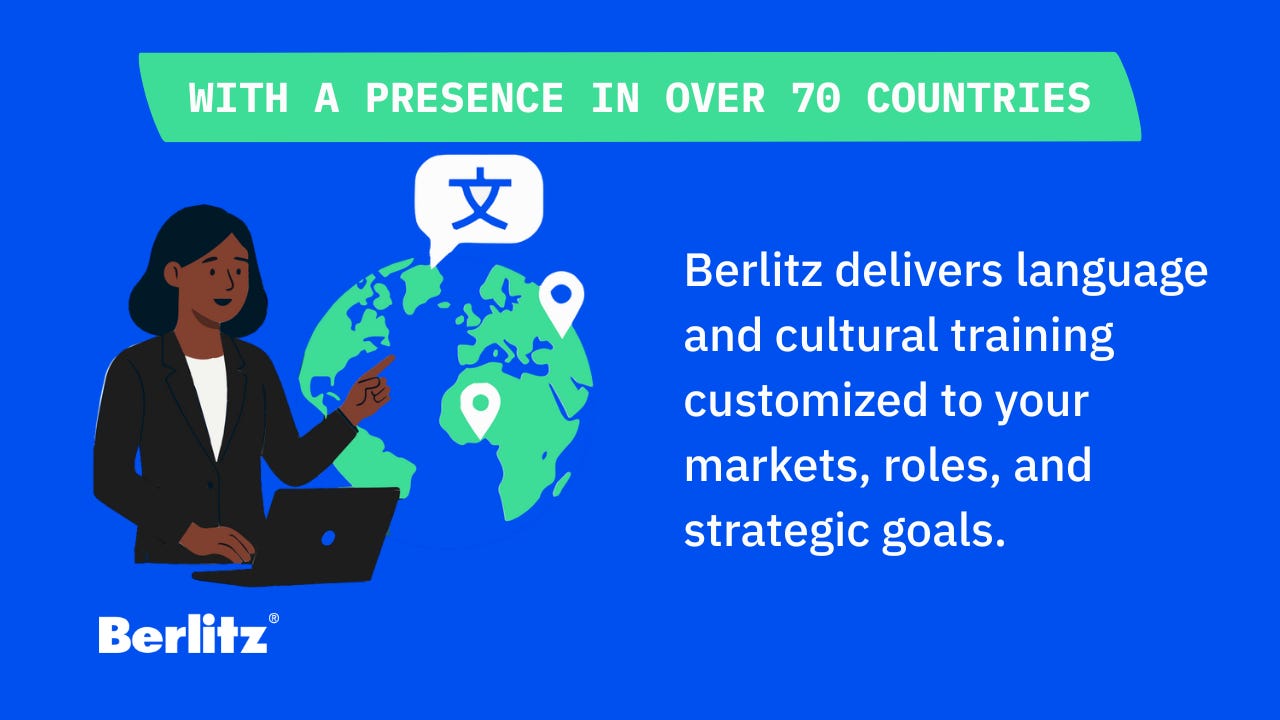 Visual for the article about Berlitz's presence in over 70 countries