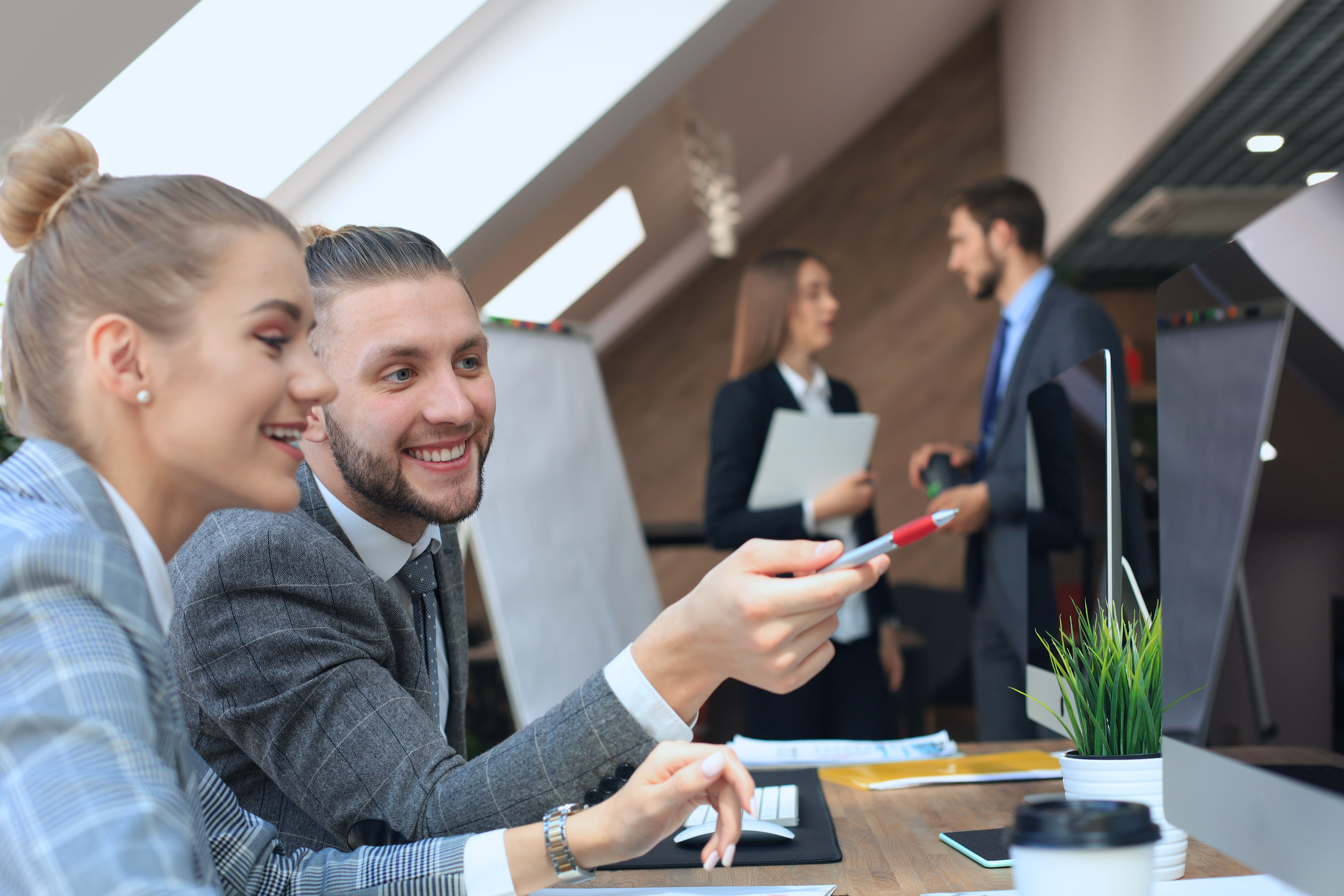 colleagues participating in a business language training
