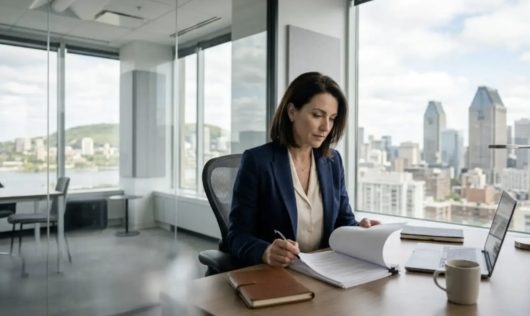 Professional studying corporate French training materials online, Berlitz