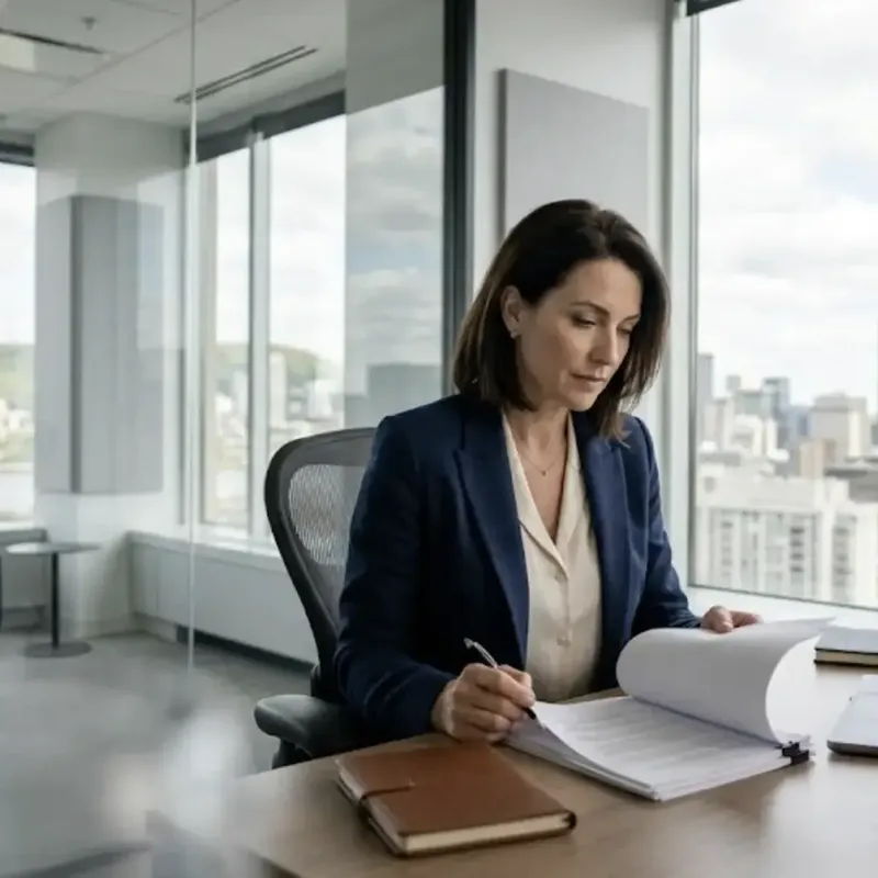 Professional studying corporate French training materials online, Berlitz