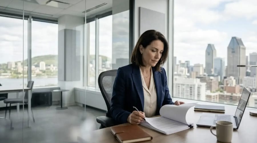 Professional studying corporate French training materials online, Berlitz