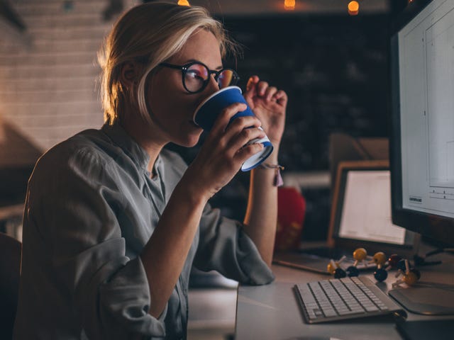 woman taking her self-paced language studies