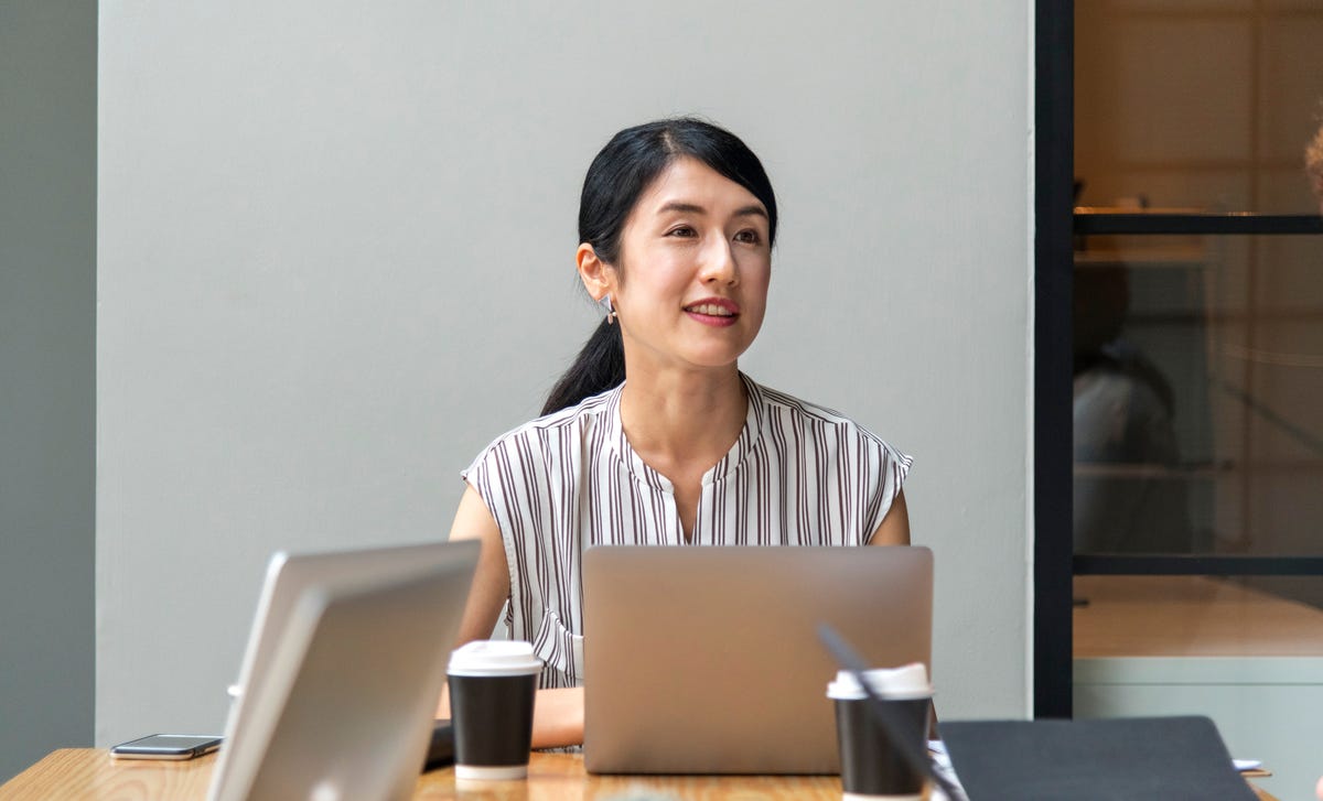 woman taking a language placement test at the language center