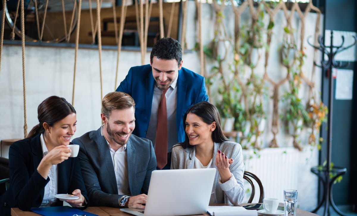 business partners attending a russian language class online