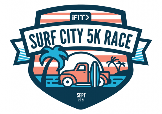 iFIT's Live Surf City 5K Race medal iFIT Live Surf City 5K Race medal