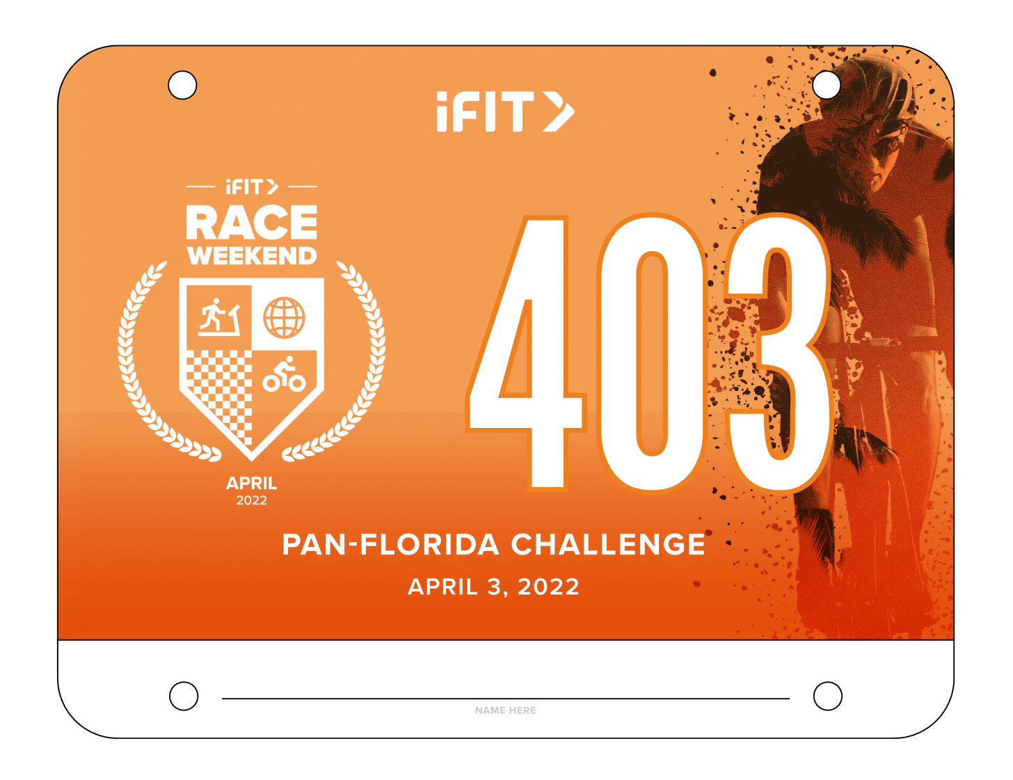 Race weekend Pan-Florida race bib