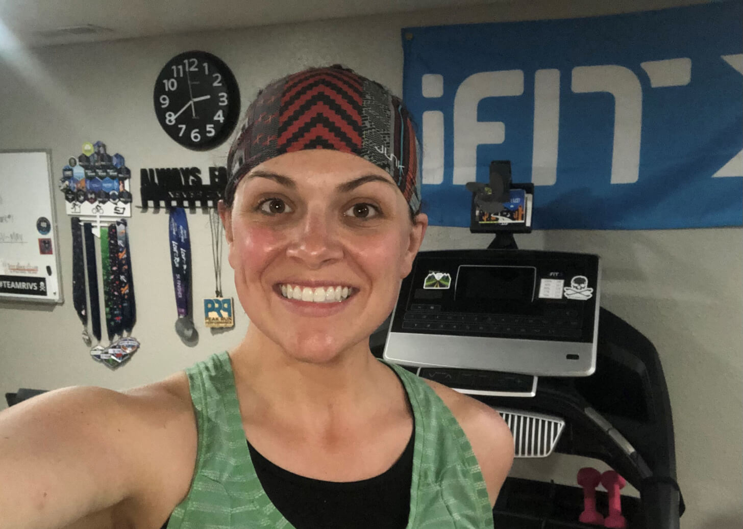 iFIT Member Amanda Hoffer does a treadmill workout