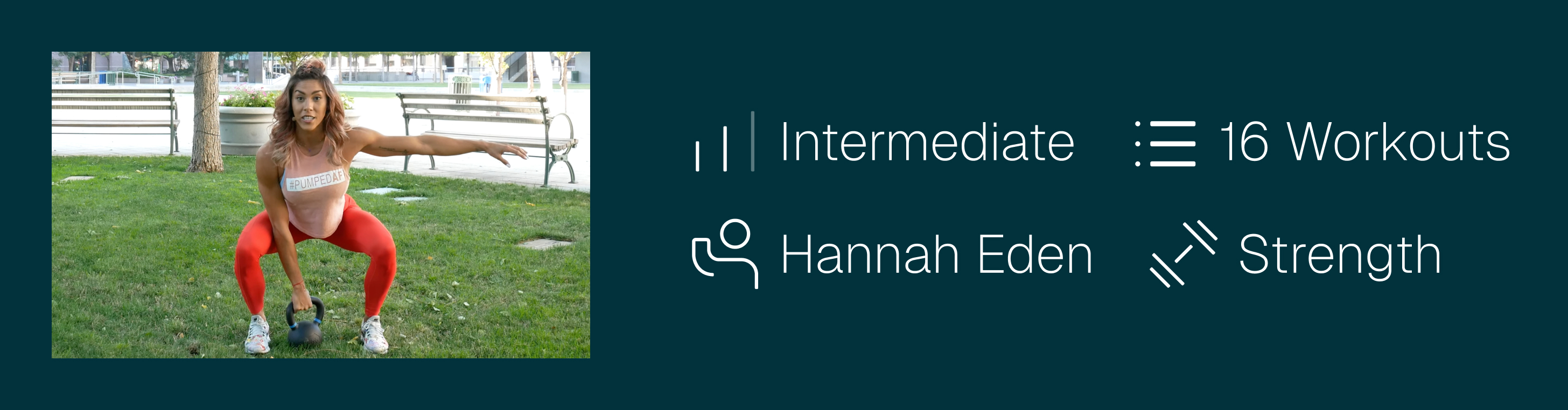 Banner image featuring Hannah Eden and the 16-workout Evolve Kettlebell Series focused on progressive strength workouts in the iFIT app.