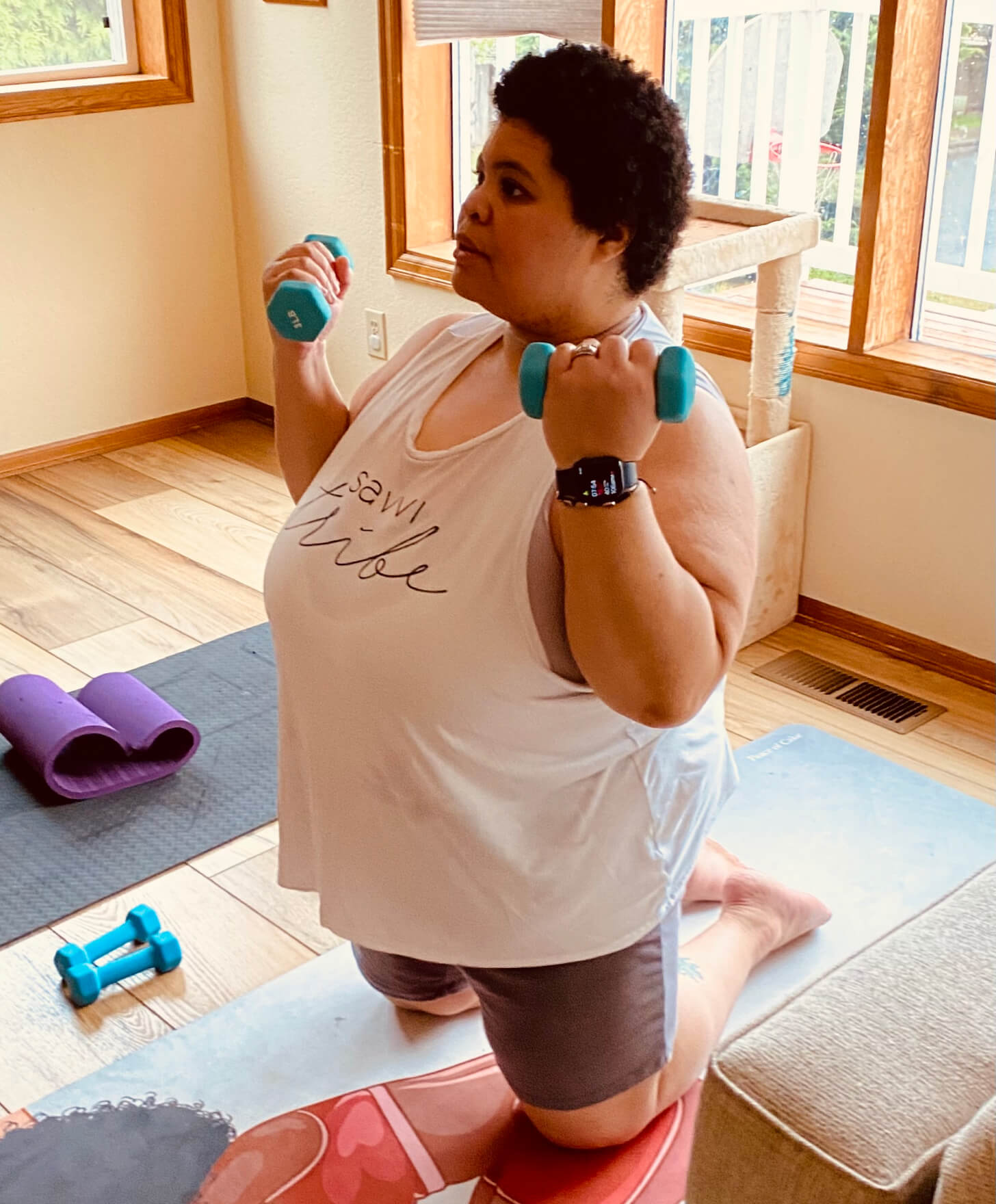 iFIT Member Enjoli Carter does a yoga class iFIT Member Enjoli Carter does a yoga workout