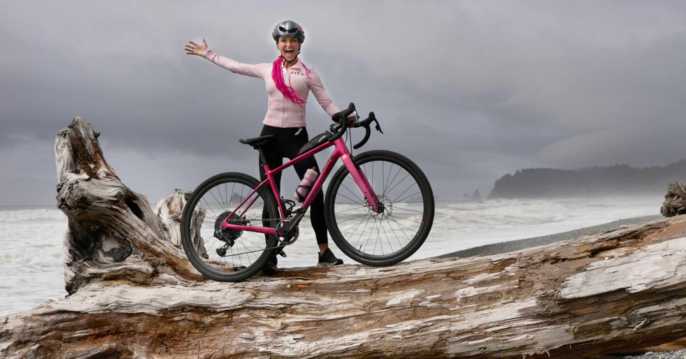 Ashley Paulson explores Washington's rugged coastline during an immersive iFIT cycling workout designed to improve endurance, power, and overall cycling performance.