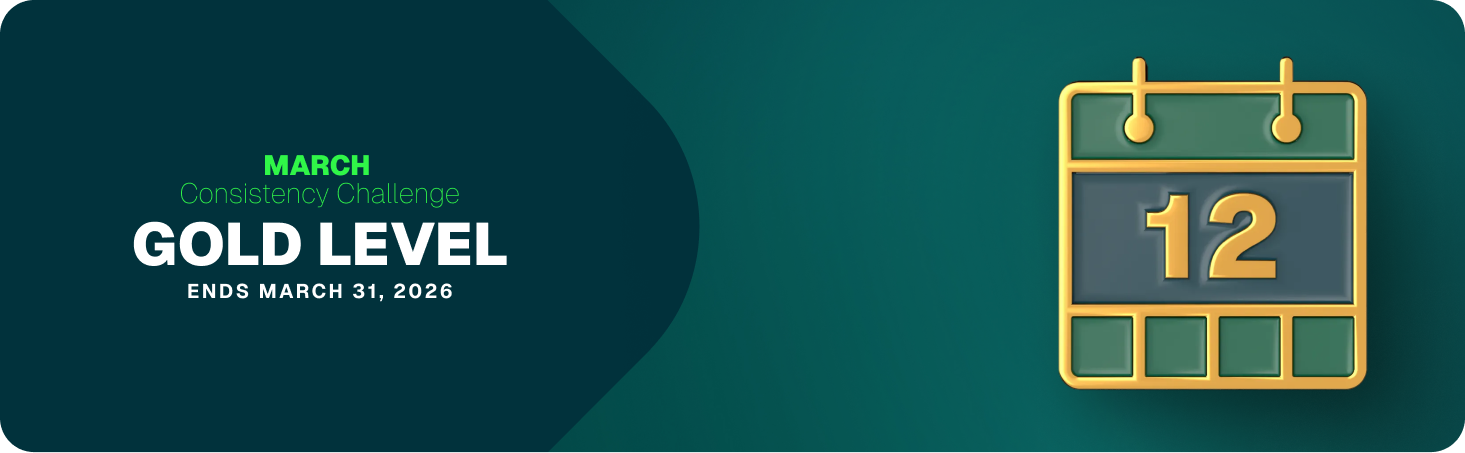 Gold badge level for the March Consistency Challenge in the iFIT fitness app, awarded after completing 12 workouts in the online fitness challenge.