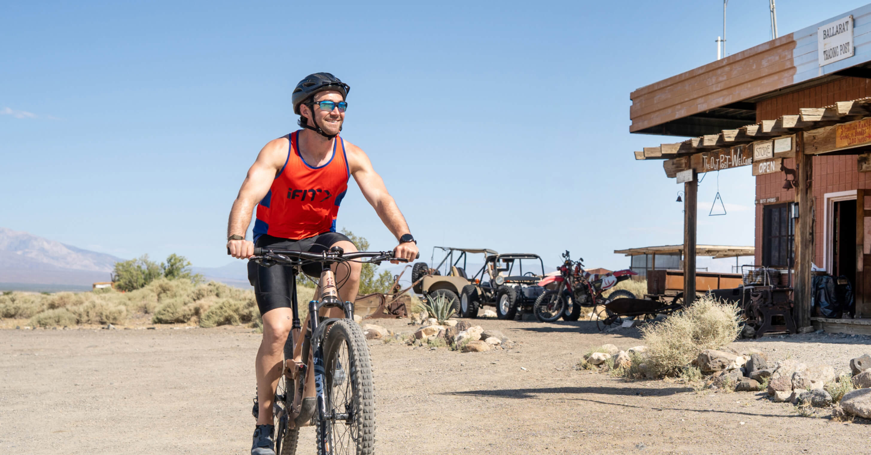 Ride through the historic Ballarat Ghost Town in Death Valley with iFIT Trainer Casey Gilbert as part of the Death Valley National Park Speed Development Series.