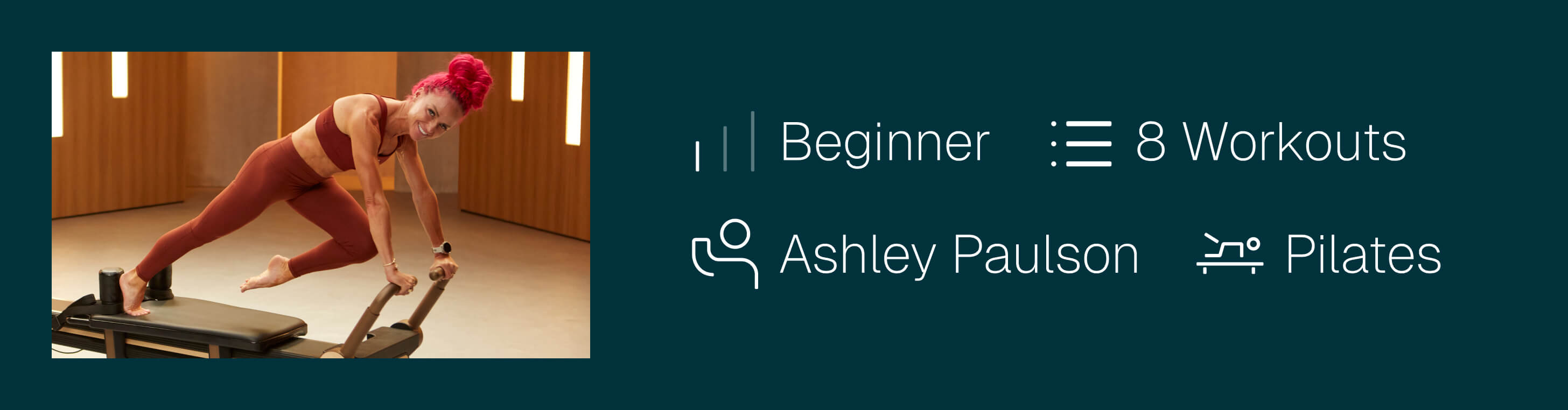 Preview The Resilient Body details: 8 beginner reformer Pilates workouts led by Ashley Paulson, available now on your NordicTrack reformer.