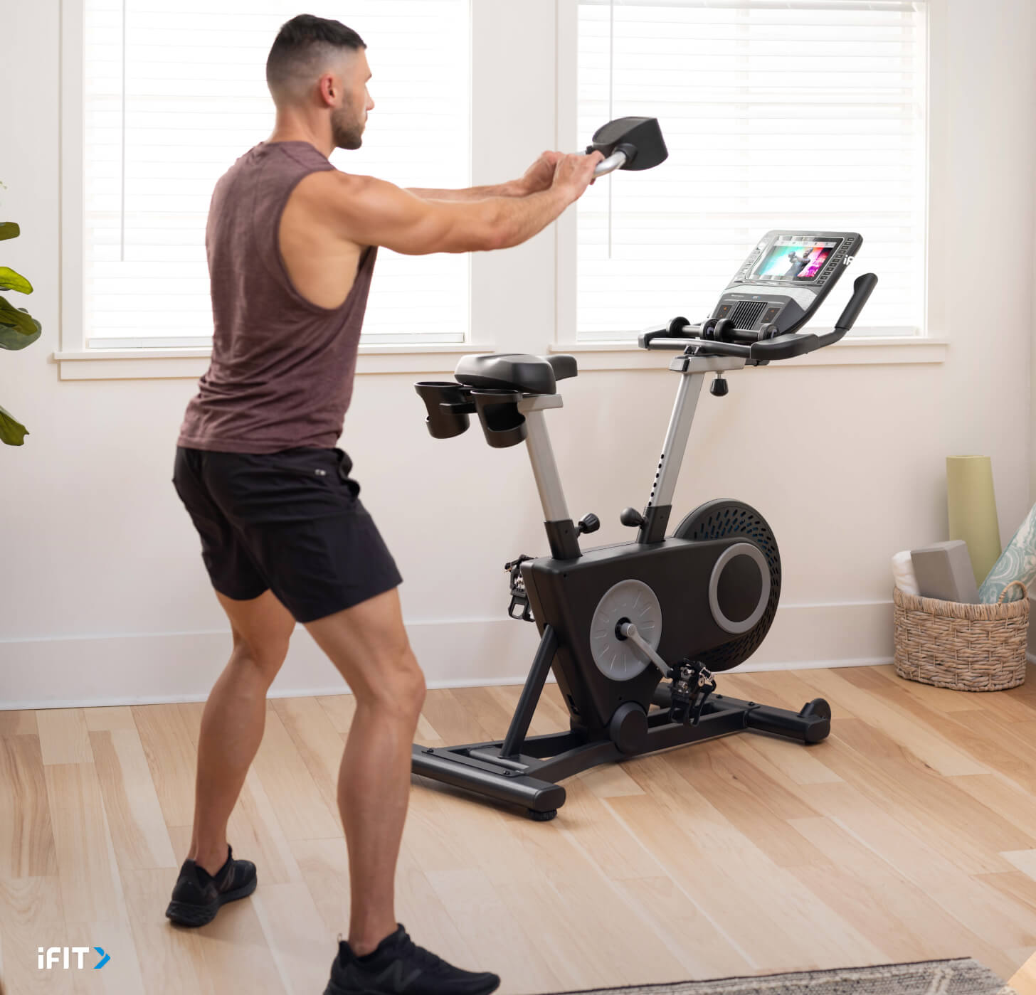 iFIT Tabata workout Man does an iFIT Tabata workout