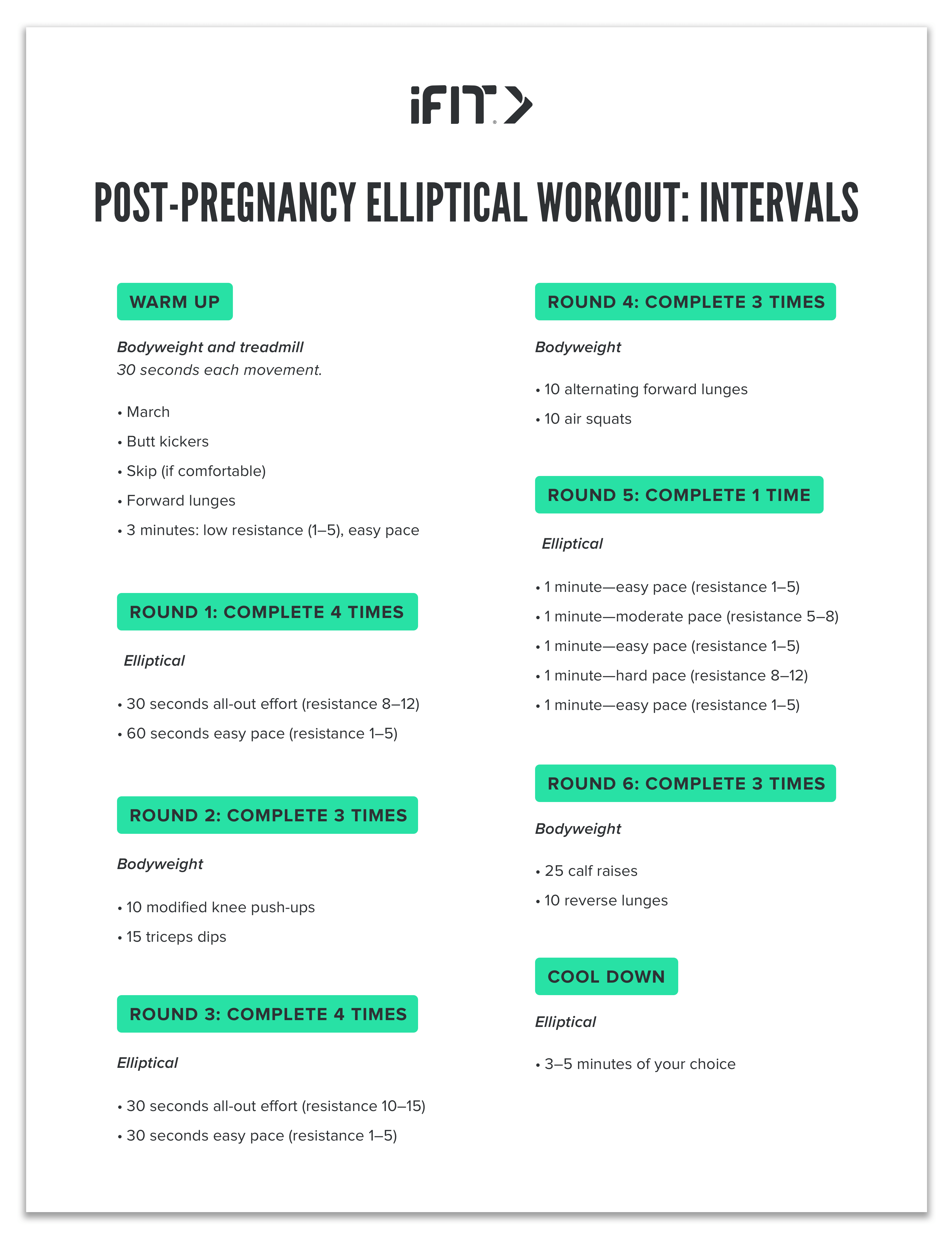 Post-pregnancy elliptical workout: intervals