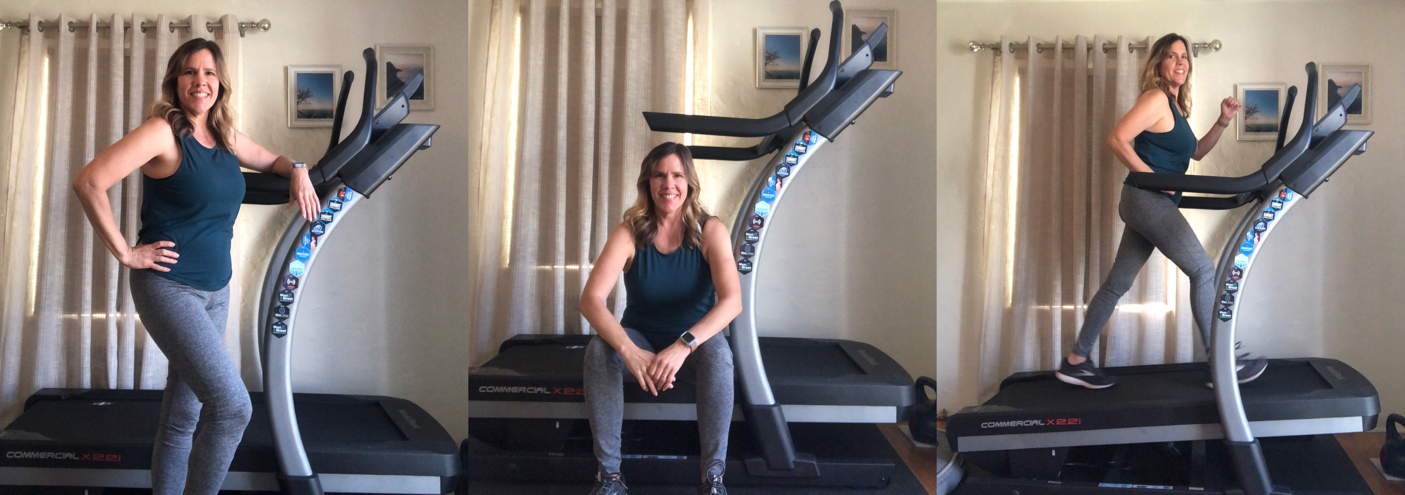 iFit Member Amy Smith completes a walking workout on her NordicTrack X22i treadmill iFit Member Amy Smith working out on her NordicTrack X22i treadmill