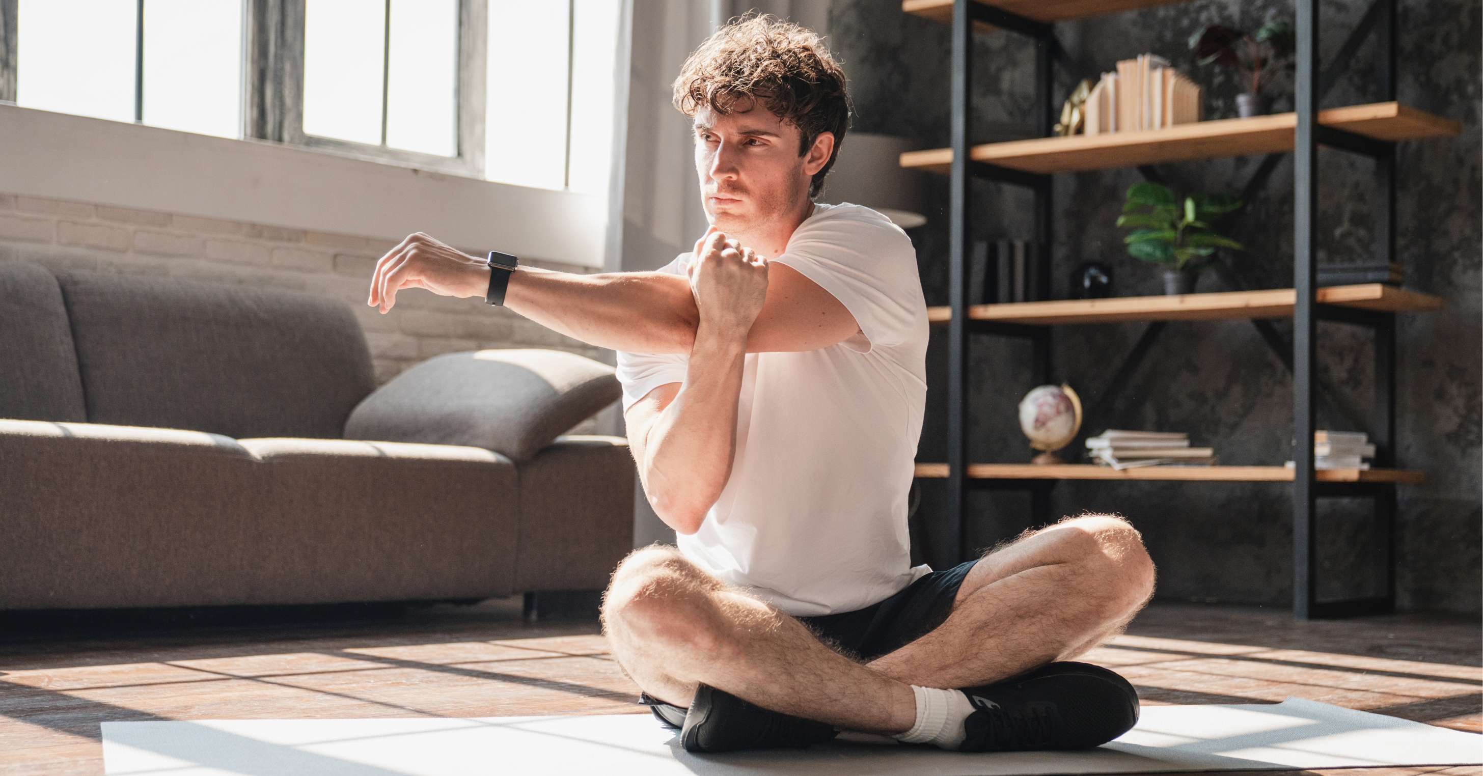 Taking a slow moment to stretch and breathe before your workout can help lower stress and improve focus