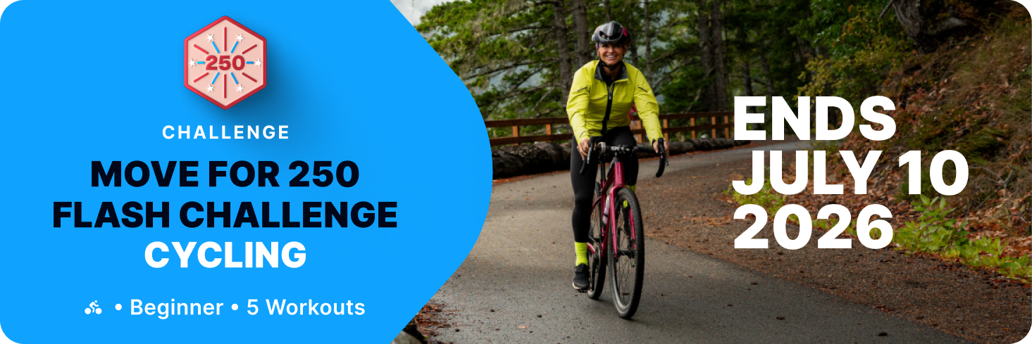 Take on the Move for 250 Cycling Flash Challenge on iFIT. Complete five cycling workouts and earn your digital reward by July 10, 2026.