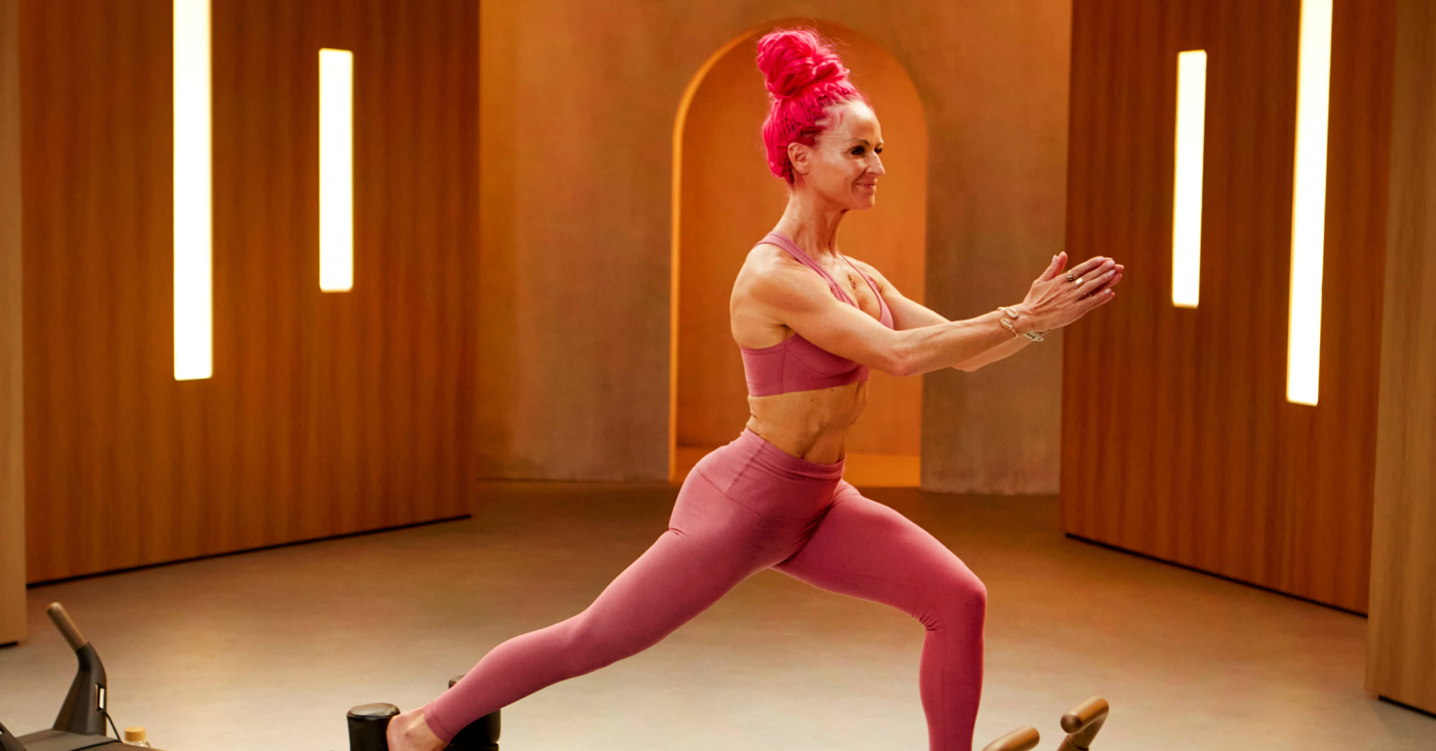 See a standing lunge move from the Strong Stride Series, a reformer Pilates program built to train the muscles behind every stride.
