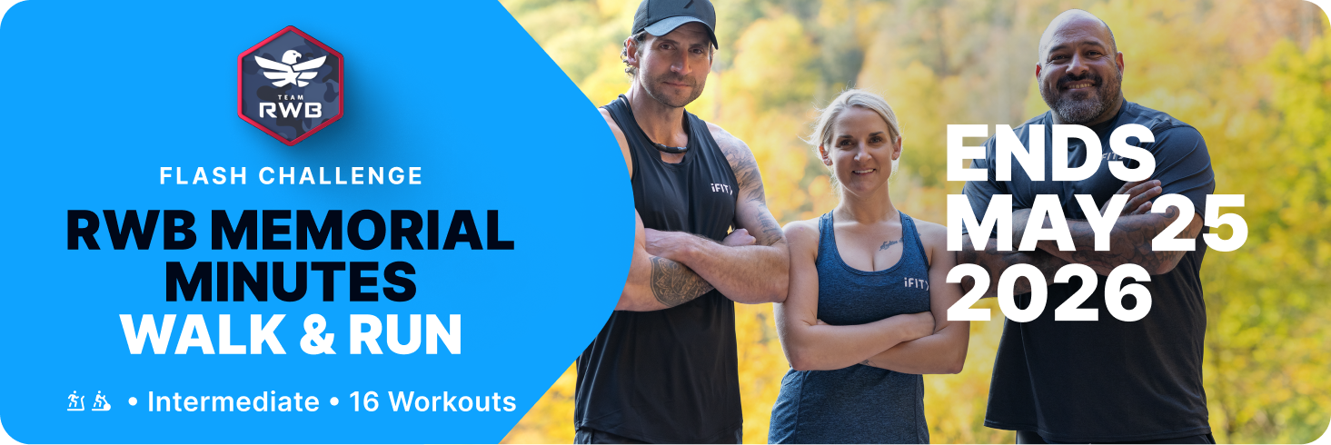 Join the RWB Memorial Minutes Walk & Run Challenge with iFIT and complete meaningful walking, hiking, and running workouts for Memorial Day.