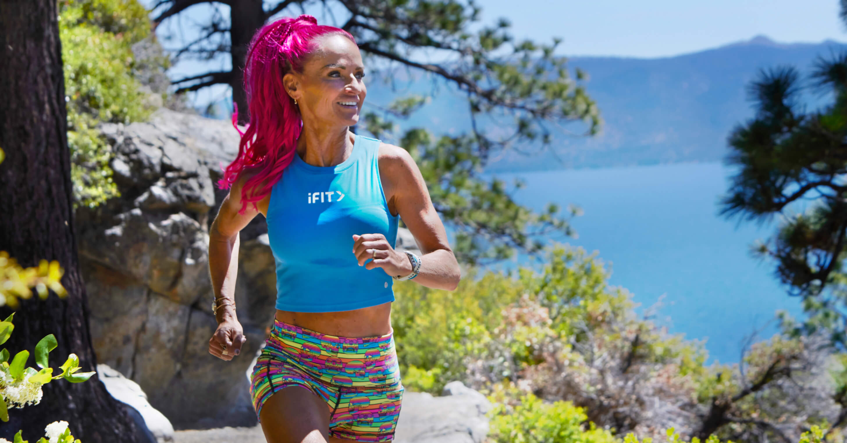 Ashley Paulson tackles the rugged alpine terrain of the Fallen Leaf Lake Trail, part of the Tahoe 200 race course featured in this series.