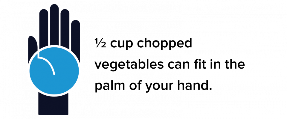 1/2 cup chopped veggies can fit in the palm of your hand