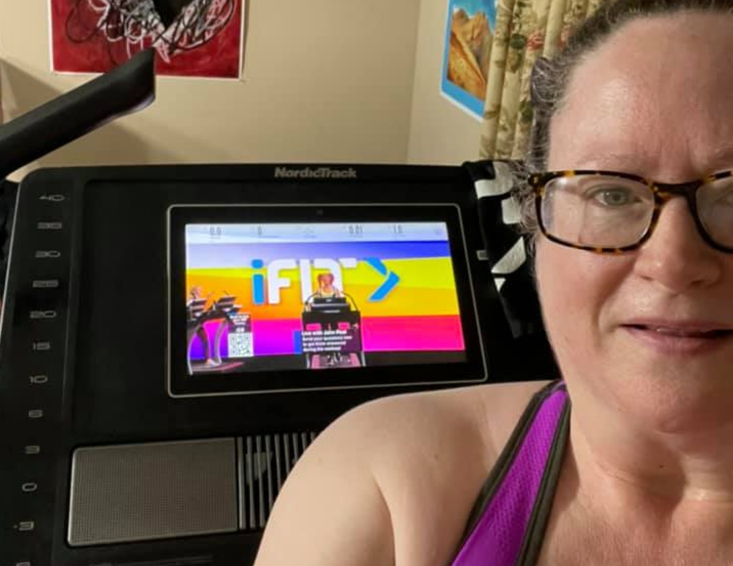 iFIT Member Tonya Bowie works out on her treadmill iFIT Member Tonya Bowie on her treadmill