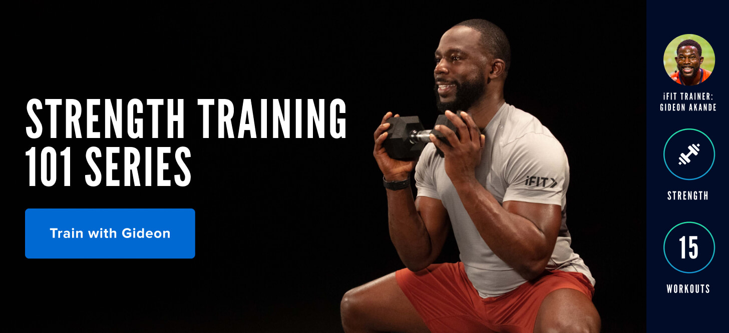 Personal trainer coaches iFIT upper body workouts