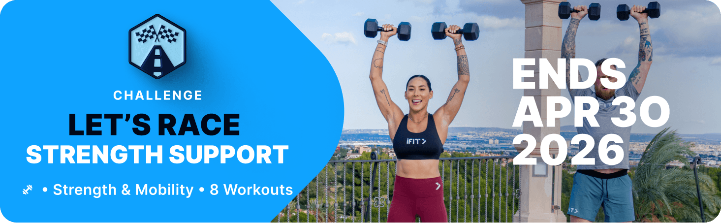 Strength and mobility workouts designed to support running and cycling performance during race training.