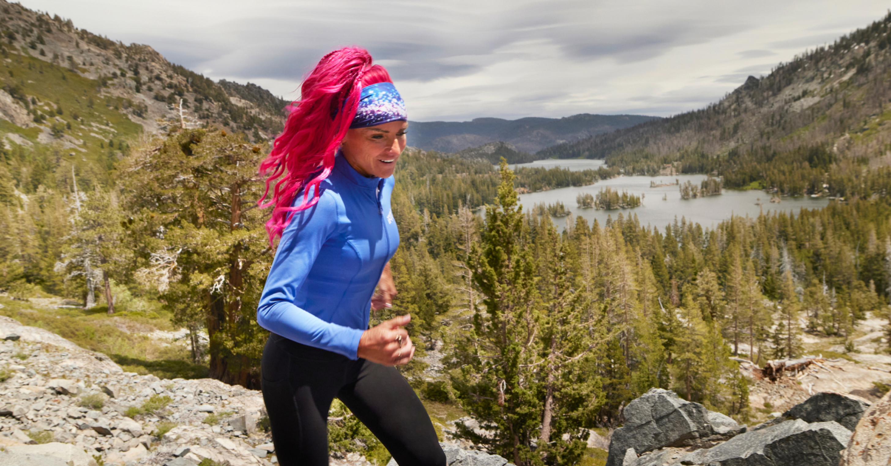 Ashley Paulson trains on a mountain trail as she prepares for her four race season and leads weekly runs on iFIT.
