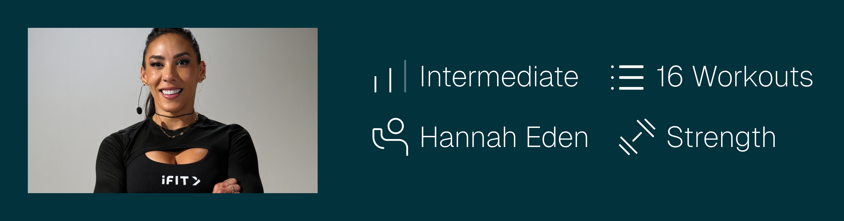 Hannah Eden strength workout graphic card.