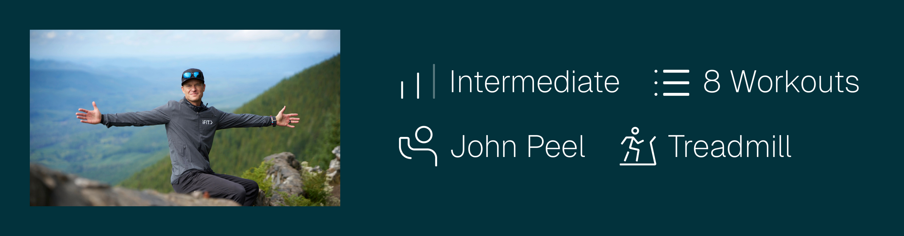 iFIT Olympic National Park Walk + Hike Challenge: 8 intermediate treadmill workouts with trainer John Peel through Washington's mountain and rainforest trails.