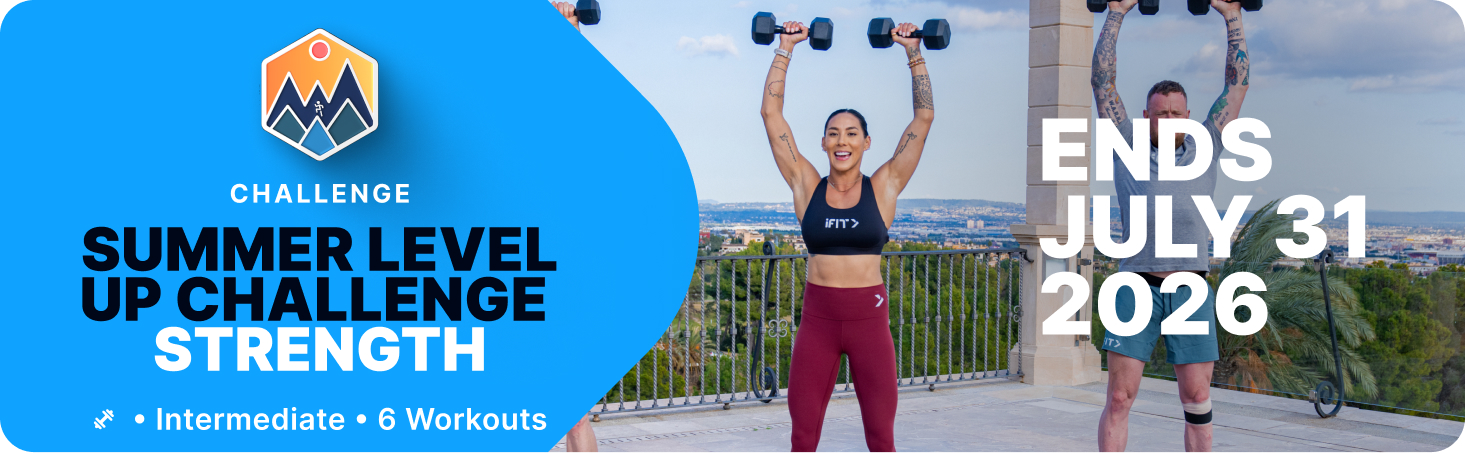 Build strength with the Summer Level Up Strength Challenge on iFIT. Six intermediate workouts in scenic locations, ending July 31, 2026.