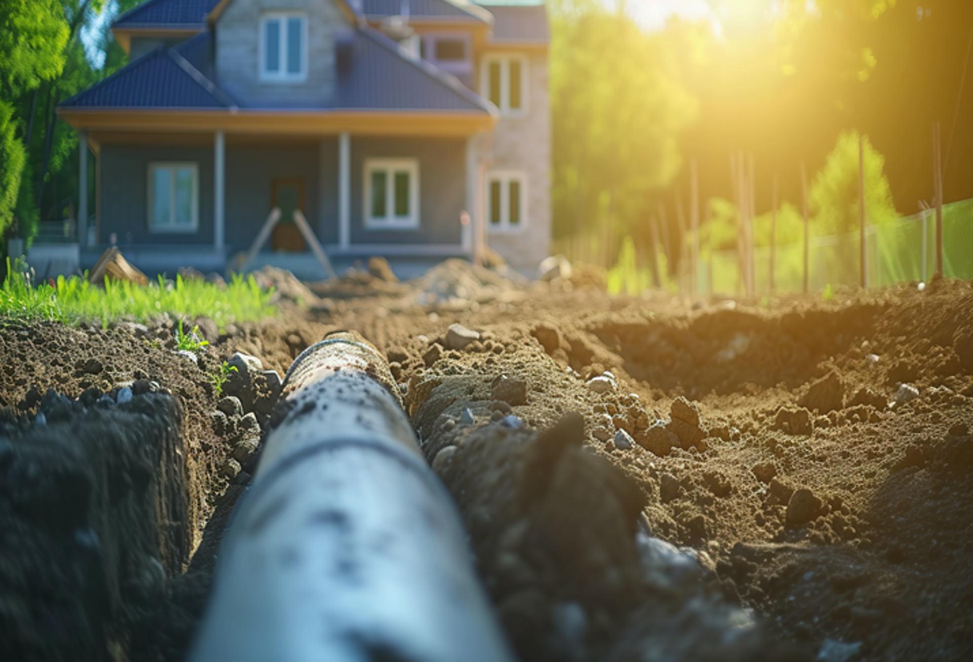 pipe in ground in front of home