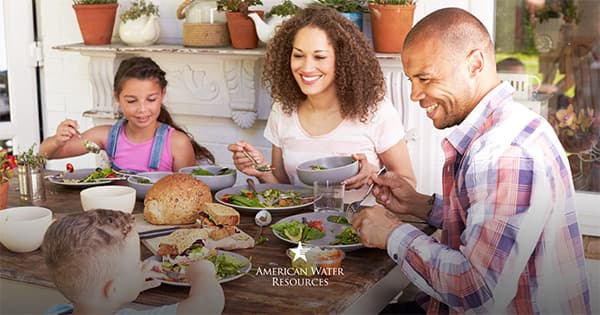 family eating dinner together