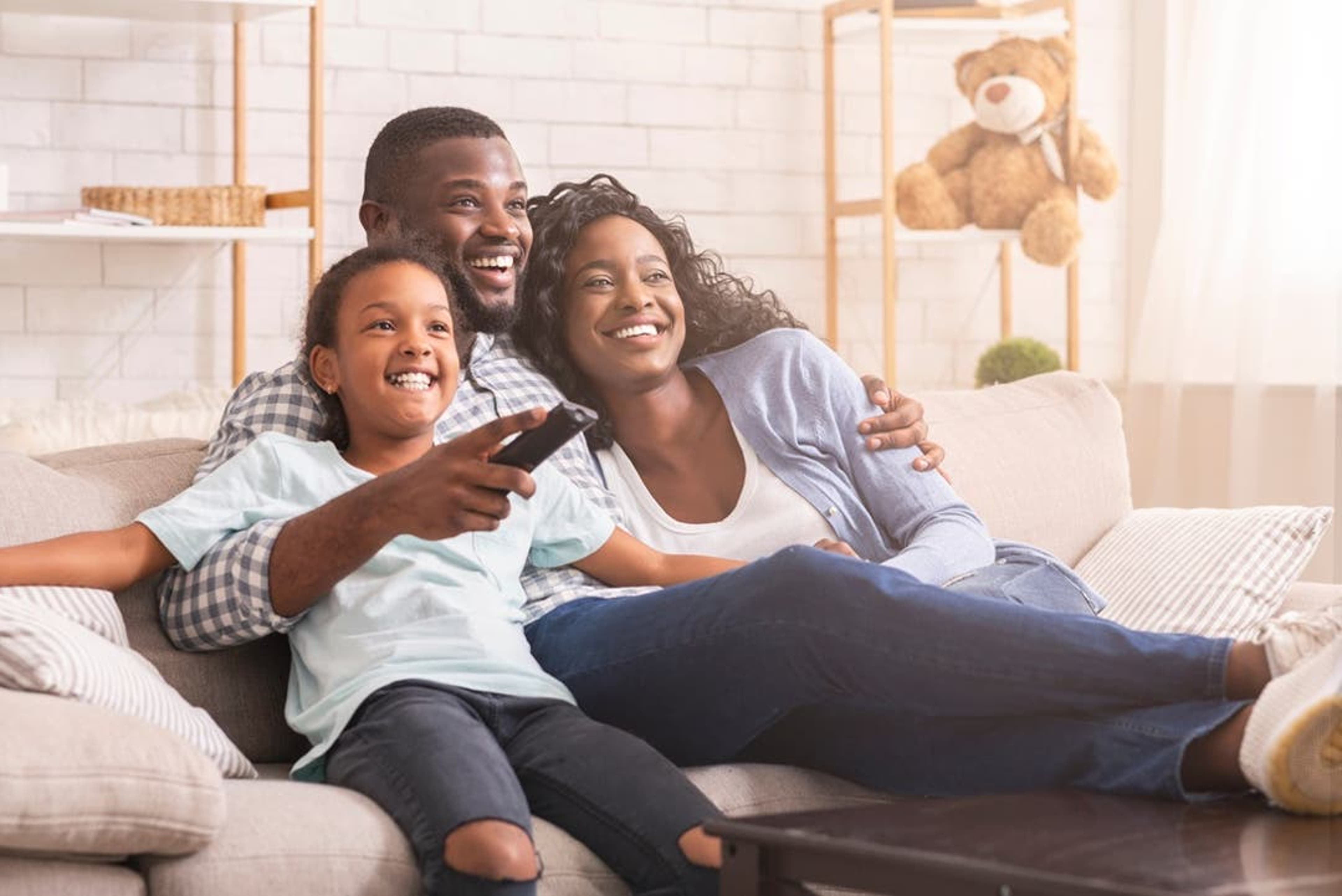 family watching tv