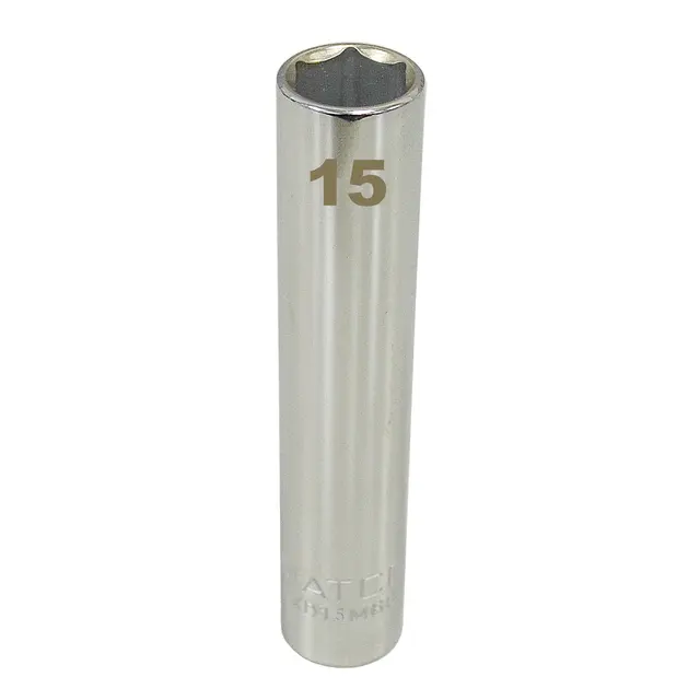 1/4" DRIVE 15MM METRIC 6 POINT DEEP CHROME SOCKET