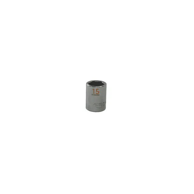 3/8" DRIVE 15MM METRIC 6 POINT CHROME SOCKET - ORANGE