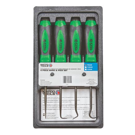 4 PIECE HOOK AND PICK SET WITH METAL CAP - GREEN