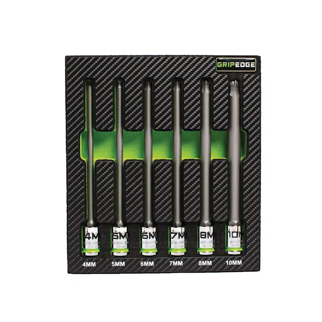 6 PIECE RPT 3/8'' DRIVE LONG METRIC BALL HEX DRIVER SET